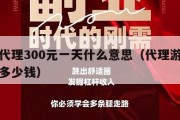 游戏代理300元一天什么意思（代理游戏平台要多少钱）