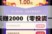 零投资一天赚2000（零投资一天赚一万）