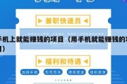 手机上就能赚钱的项目（用手机就能赚钱的项目）