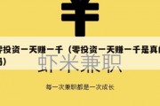 零投资一天赚一千（零投资一天赚一千是真的吗）