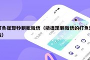 打鱼提现秒到账微信（能提现到微信的打鱼游戏）