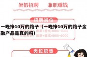 一晚挣10万的路子（一晚挣10万的路子金融产品是真的吗）