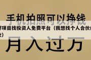 好项目找投资人免费平台（我想找个人合伙创业）