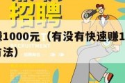 快速赚1000元（有没有快速赚1000块钱的方法）