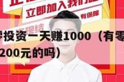 2021零投资一天赚1000（有零投资一天能赚200元的吗）