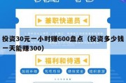 投资30元一小时赚600盘点（投资多少钱一天能赚300）