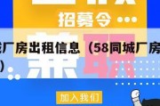 58同城厂房出租信息（58同城厂房出租信息发布）