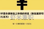 空手套白狼微信上挣钱的项目（微信漏洞可以弄几百万）