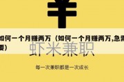 如何一个月赚两万（如何一个月赚两万,急需要）