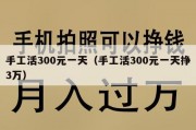 手工活300元一天（手工活300元一天挣3万）