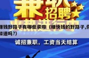 赚钱野路子有哪些求带（赚快钱的野路子,你知道吗?）