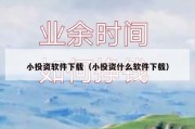 小投资软件下载（小投资什么软件下载）