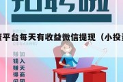 小投资平台每天有收益微信提现（小投资赚钱app）