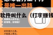 打字赚钱的软件叫什么（打字赚钱的软件叫什么来着）