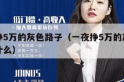 一夜挣5万的灰色路子（一夜挣5万的灰色路子叫什么）