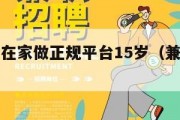 副业兼职在家做正规平台15岁（兼职挣钱副业）