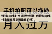 赚钱app支付宝提现秒到账（赚钱app支付宝提现秒到账是真的吗）