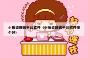 小投资赚钱平台软件（小投资赚钱平台软件哪个好）