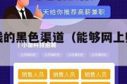 网上能赚钱的黑色渠道（能够网上赚钱的平台）