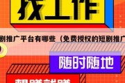 短剧推广平台有哪些（免费授权的短剧推广平台）