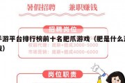 手游平台排行榜前十名肥爪游戏（肥是什么游戏）