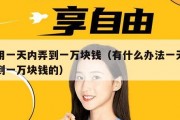 急用一天内弄到一万块钱（有什么办法一天内弄到一万块钱的）