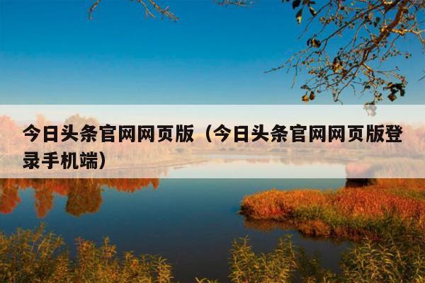 今日头条官网网页版（今日头条官网网页版登录手机端）
