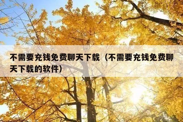 不需要充钱免费聊天下载(不需要充钱免费聊天下载的软件)