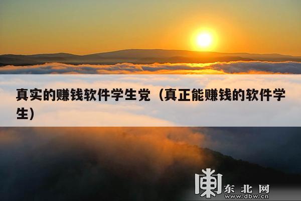 真实的赚钱软件学生党(真正能赚钱的软件学生)