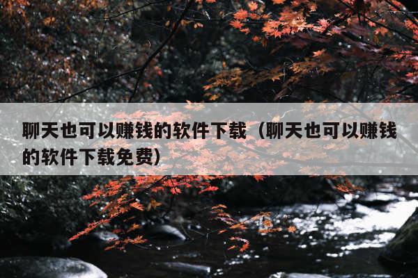 聊天也可以赚钱的软件下载(聊天也可以赚钱的软件下载免费)