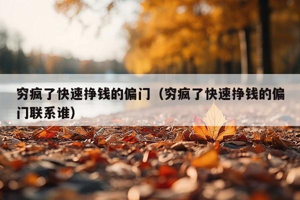 穷疯了快速挣钱的偏门(穷疯了快速挣钱的偏门联系谁)