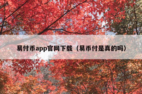 易付币app官网下载(易币付是真的吗)