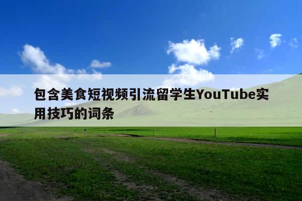 包含美食短视频引流留学生YouTube实用技巧的词条