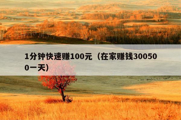 1分钟快速赚100元(在家赚钱300500一天)