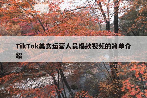 TikTok美食运营人员爆款视频的简单介绍