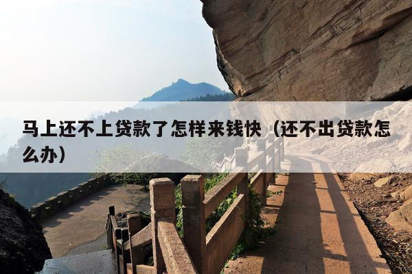 马上还不上贷款了怎样来钱快(还不出贷款怎么办)