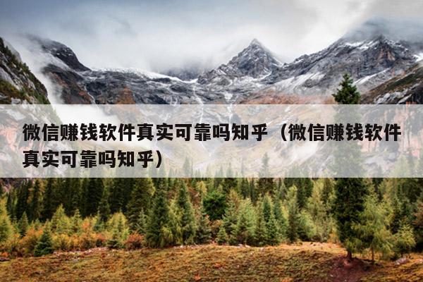 微信赚钱软件真实可靠吗知乎(微信赚钱软件真实可靠吗知乎)