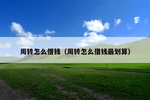 周转怎么借钱(周转怎么借钱最划算)