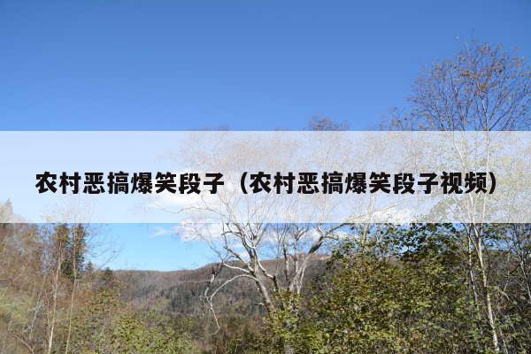 农村恶搞爆笑段子(农村恶搞爆笑段子视频)