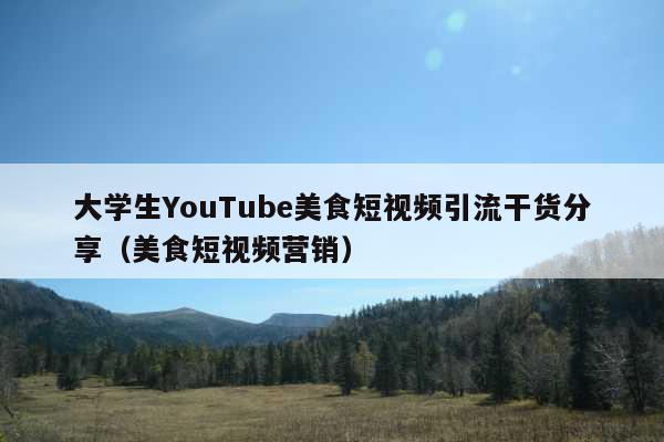 大学生YouTube美食短视频引流干货分享(美食短视频营销)