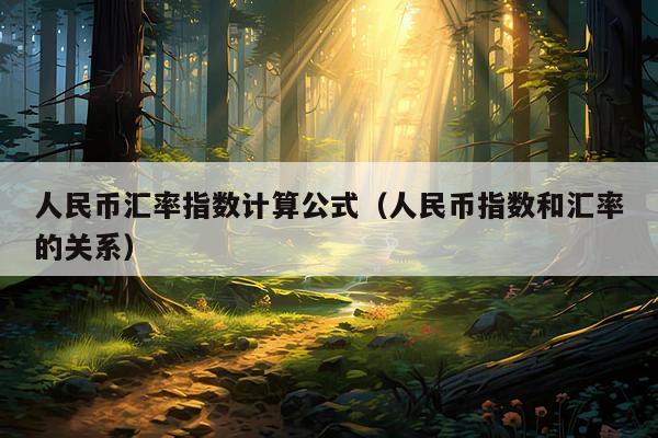 人民币汇率指数计算公式(人民币指数和汇率的关系)