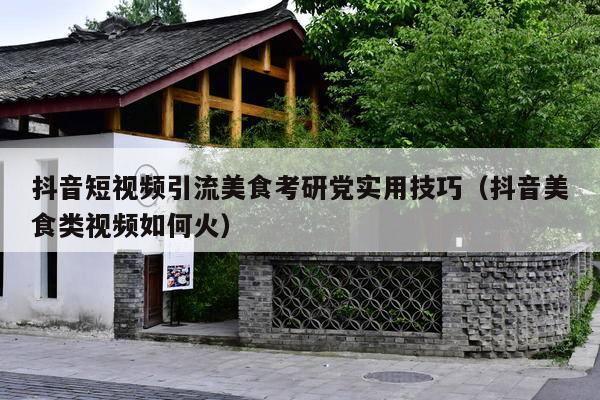 抖音短视频引流美食考研党实用技巧(抖音美食类视频如何火)