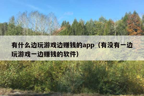 有什么边玩游戏边赚钱的app(有没有一边玩游戏一边赚钱的软件)