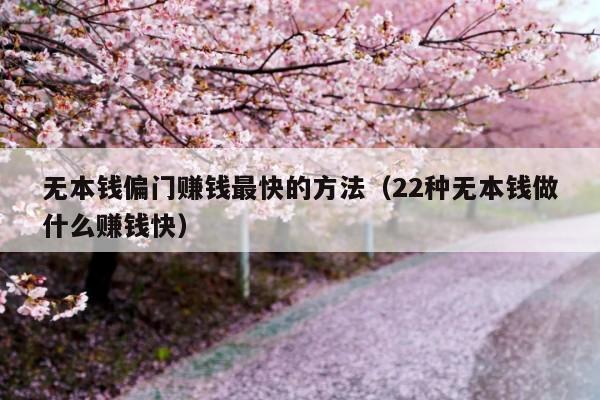 无本钱偏门赚钱最快的方法(22种无本钱做什么赚钱快)