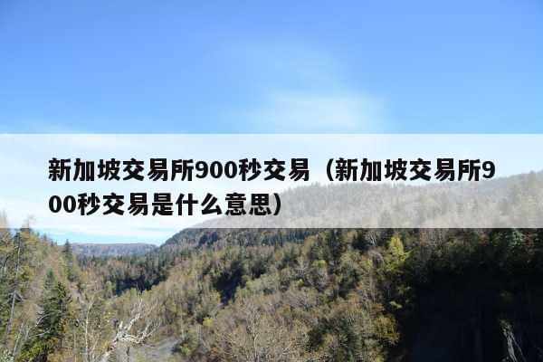 新加坡交易所900秒交易(新加坡交易所900秒交易是什么意思)