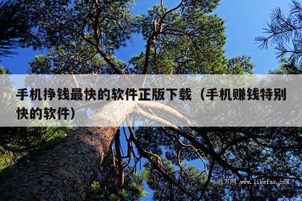 手机挣钱最快的软件正版下载(手机赚钱特别快的软件)