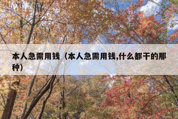本人急需用钱(本人急需用钱,什么都干的那种)