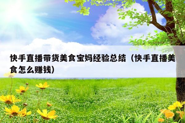 快手直播带货美食宝妈经验总结(快手直播美食怎么赚钱)