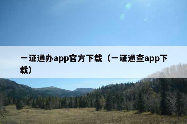 一证通办app官方下载(一证通查app下载)