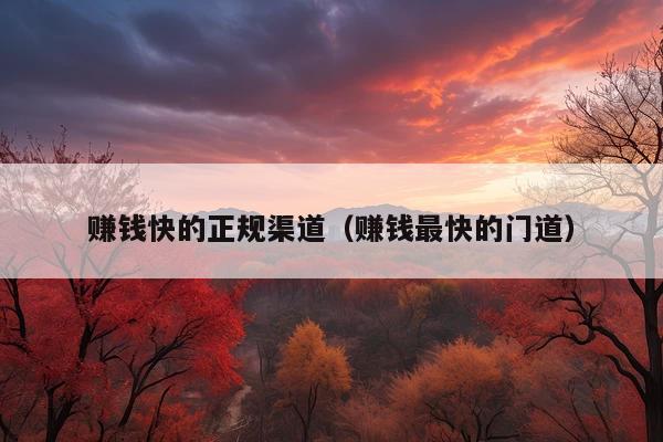 赚钱快的正规渠道(赚钱最快的门道)
